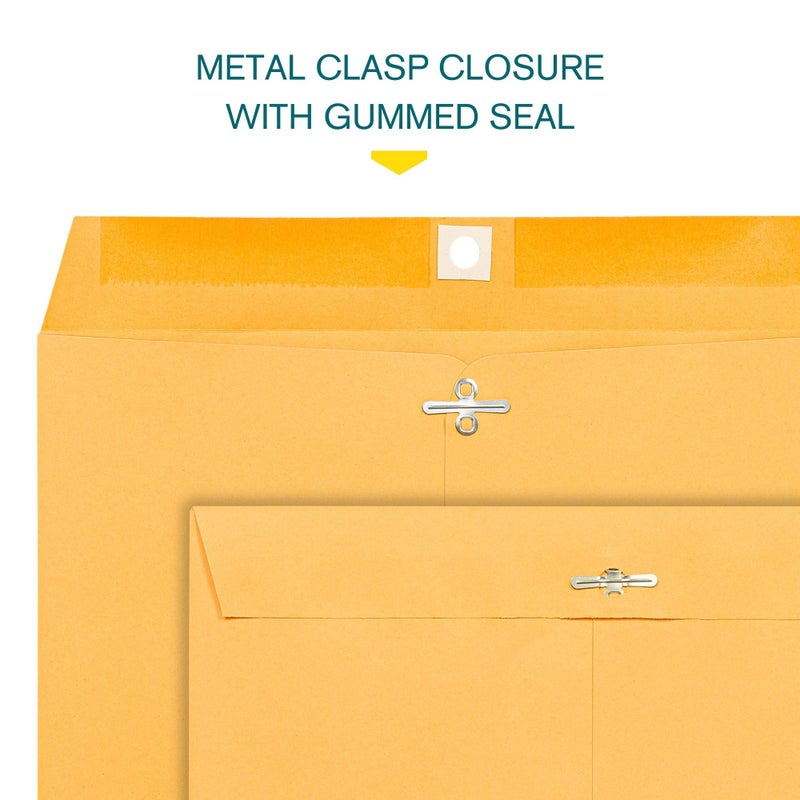 EnDoc 10 x 13 Clasp Envelopes â€“ 100 Pack Brown Kraft Catalog Envelopes with Clasp Closure & Gummed Seal â€“ 28lb Heavyweight Paper 10x13 inches Envelopes for Home, Office, Business, Legal or School - Image 4